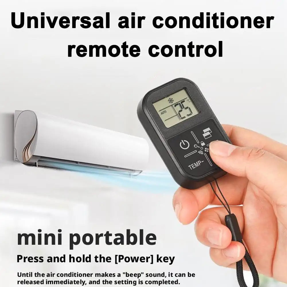 NEW Mini Universal AC Remote Control with Temperature Display CR2032 Battery, Compact Air Conditioner Remote for All Brands Qme