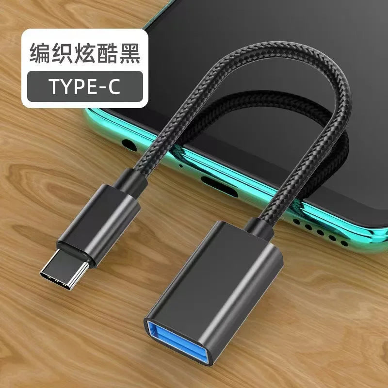 OTG Type C Cable Adapter USB to Type C Adapter Connector for Xiaomi Samsung S20 Huawei OTG Data Cable Converter for MacBook Pro Qme TYPE-C black 2.0