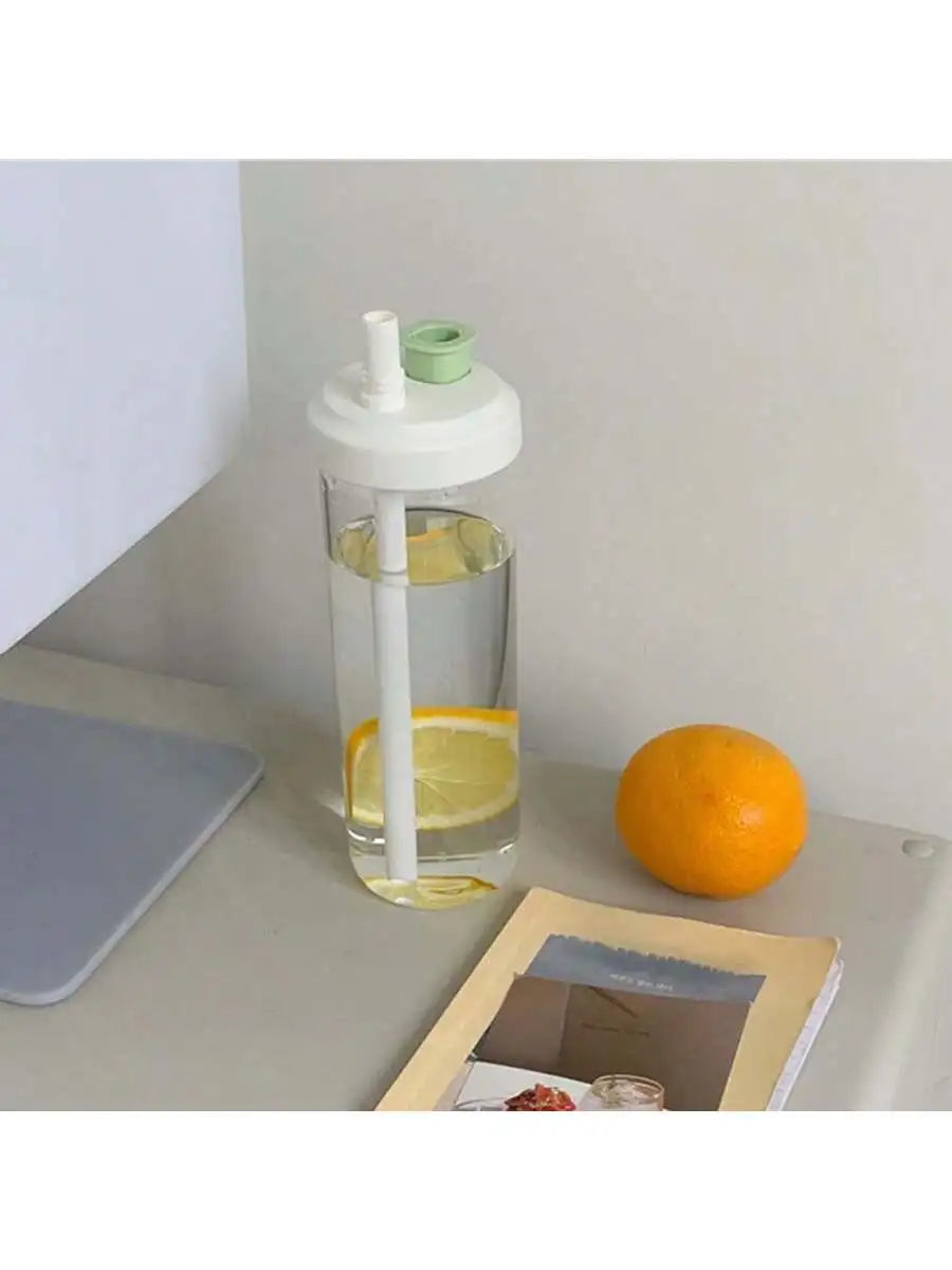 Large Capacity Plastic Straw Water Bottle Simple Portable Cup Home Qme