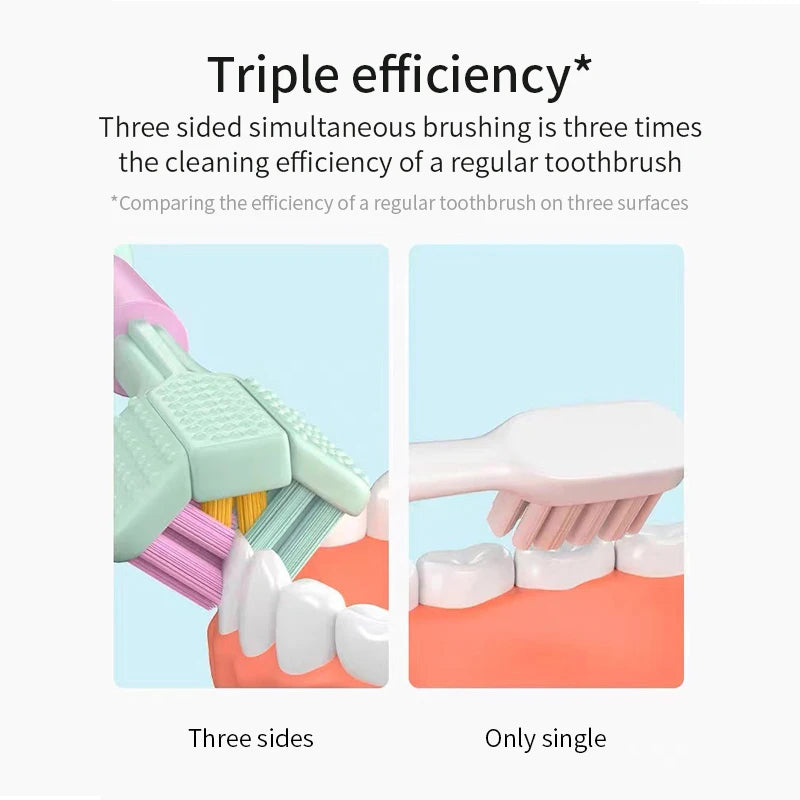 Three Sided Toothbrush Soft Bristle Tooth Brush Ultra Fine Oral Care Qme