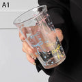 Bow Glass Cute Water Cup Cartoon Striped Doodle Coffee Mug Household Qme A1