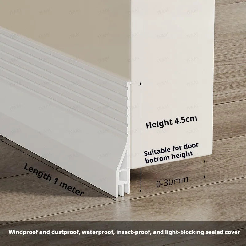 1M TPE Door Bottom Gap Sealing Strip Self-adhesive 3-layer Windproof Anti-Cold Noise Reduction Wearproof Window Weather Strip Qme Large White 1Pc