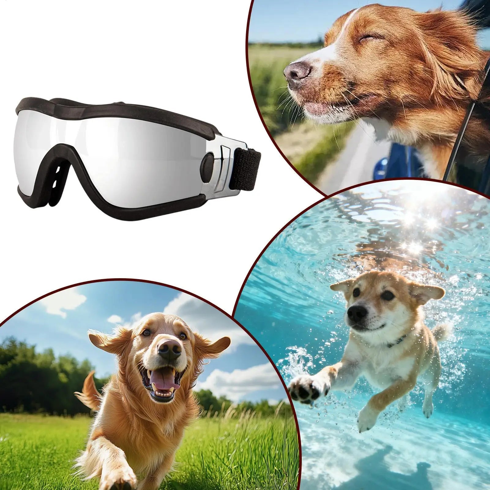 Dog Sun Glasses UV Protection Outdoor Pet Visor Pet Sunglasses For Beach Outdoor Hiking Summer Riding Driving Medium Or Large Qme