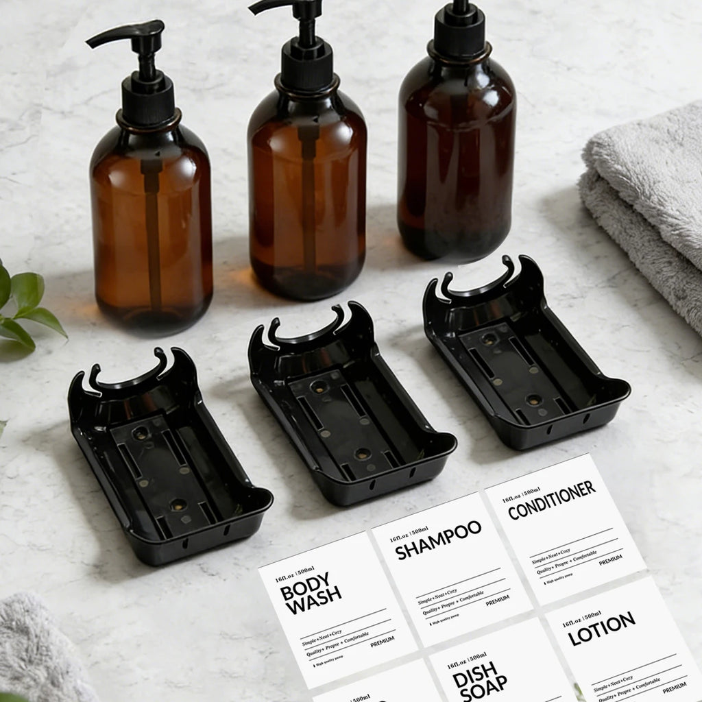 Shower Soap Dispenser Wall Mounted-Charmber Shampoo and Conditioner Dispenser Set-No Drill Bathroom Soap Dispenser for Shower Qme