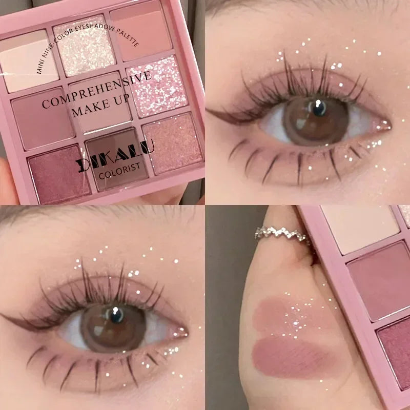 Punk Blue Eyeshadow Palette 9 Colors Matte Smoky Black Eye Shadow Shimmer Palette Glitter Nude Cosmetics Pearlescent Eye Makeup Qme 09