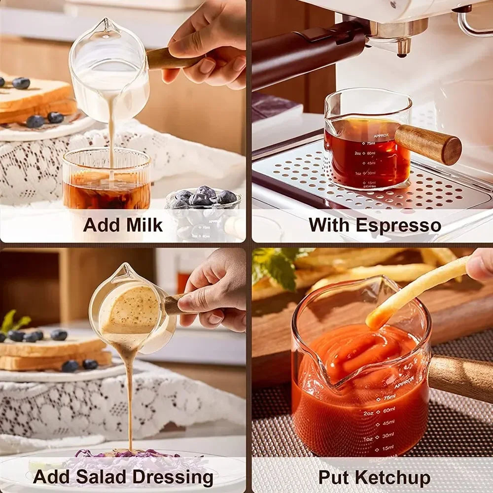 Heat-resisting Glass Espresso Measuring Cup Double Single Mouth Milk Qme