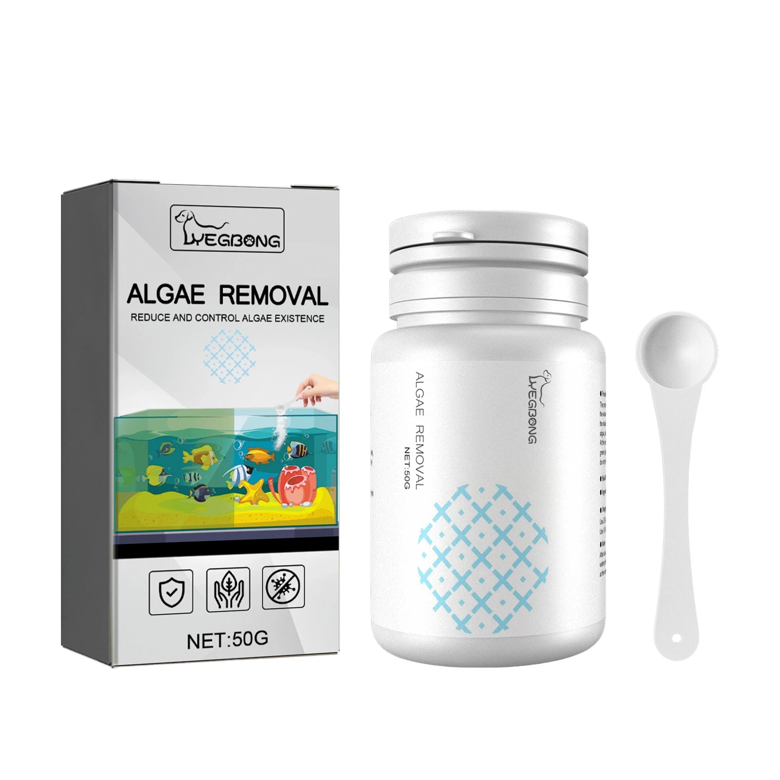 Algae Removal Quickly Removing Fish Manure Eliminate Odor Purify Water Quality Improve Water Purity Fish Tank Moss Removal Agent Qme 50g Boxed