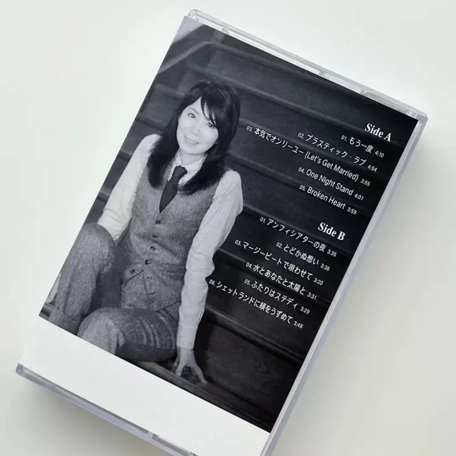 Retro Japanese City Pop Music Cassette Tape, Black-and-White Portrait Photography Themed Cover, Classic Track Collection Qme
