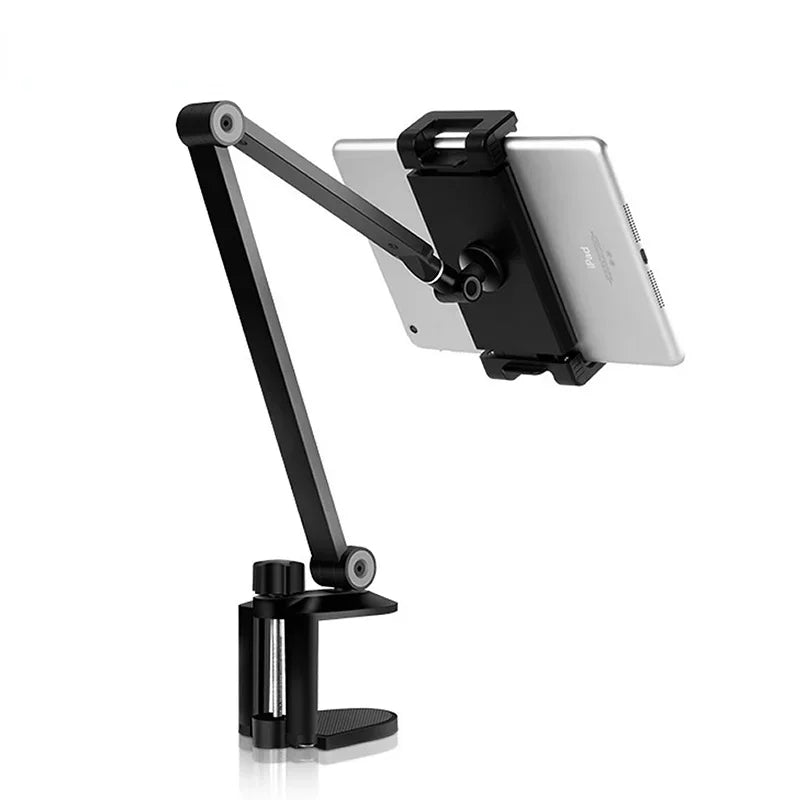 Tablet Stand Rotating Long Arm Mobile Phone Holder Height/Angle Adjustable Aluminium Alloy Tablet Mount for 4-13inch iPhone iPad Qme