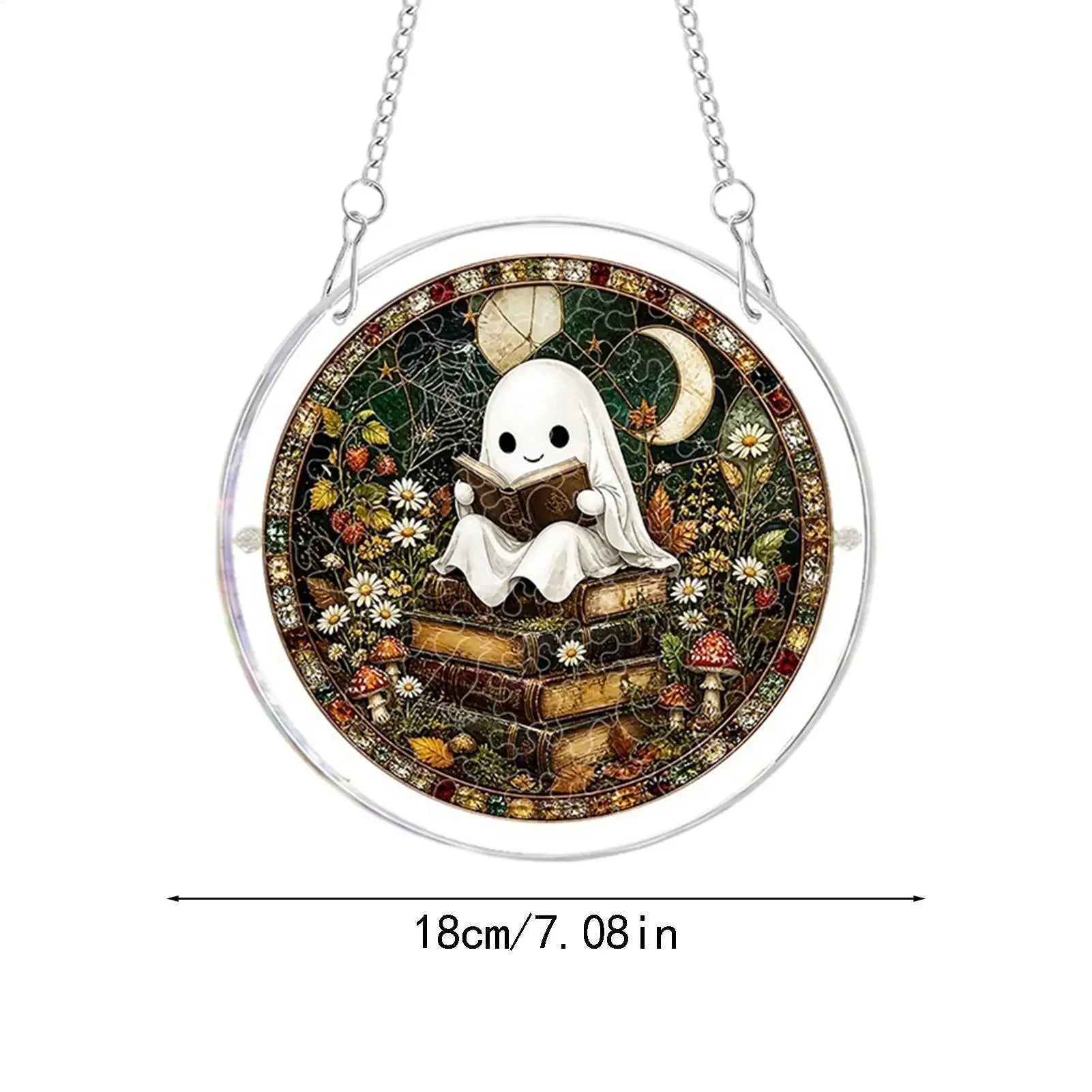 Puzzle Sun Catcher Kit Halloween 2D Ghost Home Decor Hangable Window Decor For Women Men Craft Lovers Homeowners Home Apartment Qme