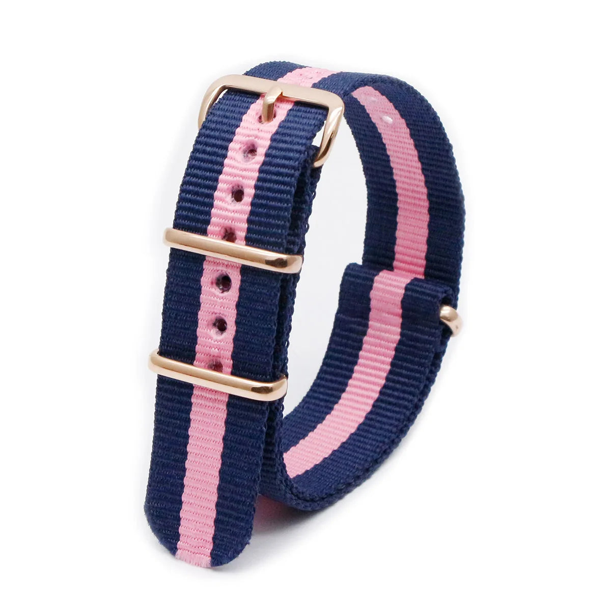 Luxury Nylon Watch Band Rose Gold Metal Buckle Durable Sweatproof