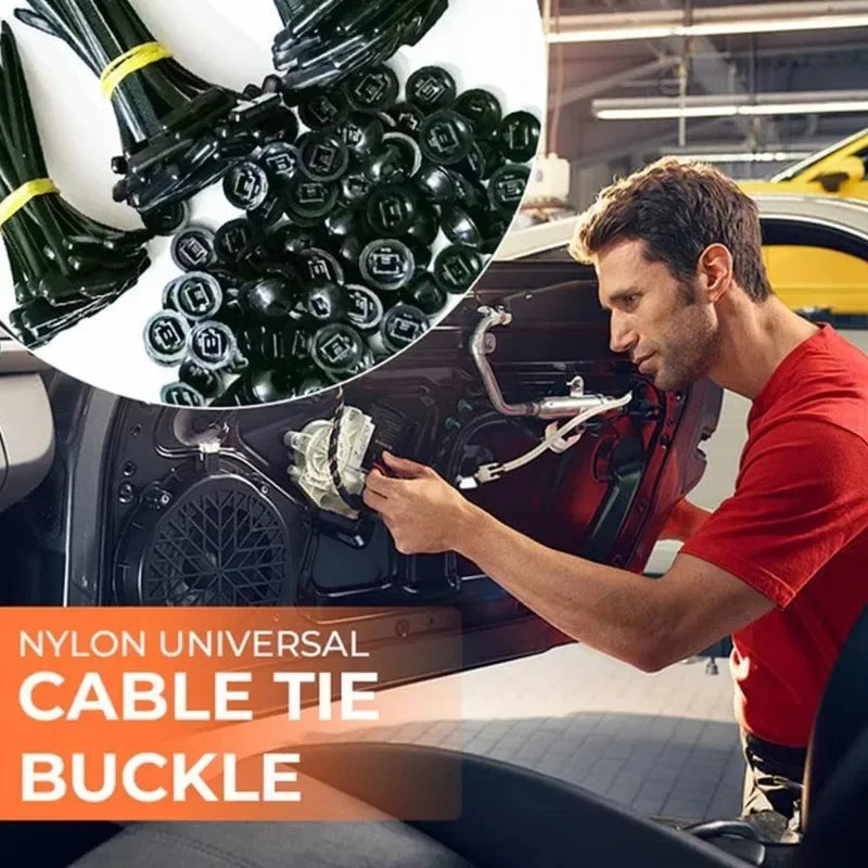 300PCS Nylon Universal Cable Tie Buckle Heavy Duty Self-Locking Zip Ties Holder with Pin Fasteners Car Body UV Resistant Zipties Qme