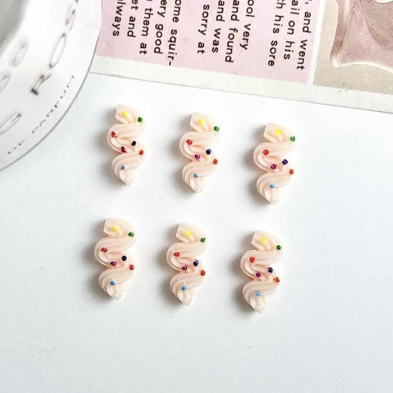 20PCS Cute Cream Strip Nail Art Parts New Mixed Colors Luminous Resin Nail Charms Ice Cream Nails Decoratioon 3D Accessories DIY Qme Pink