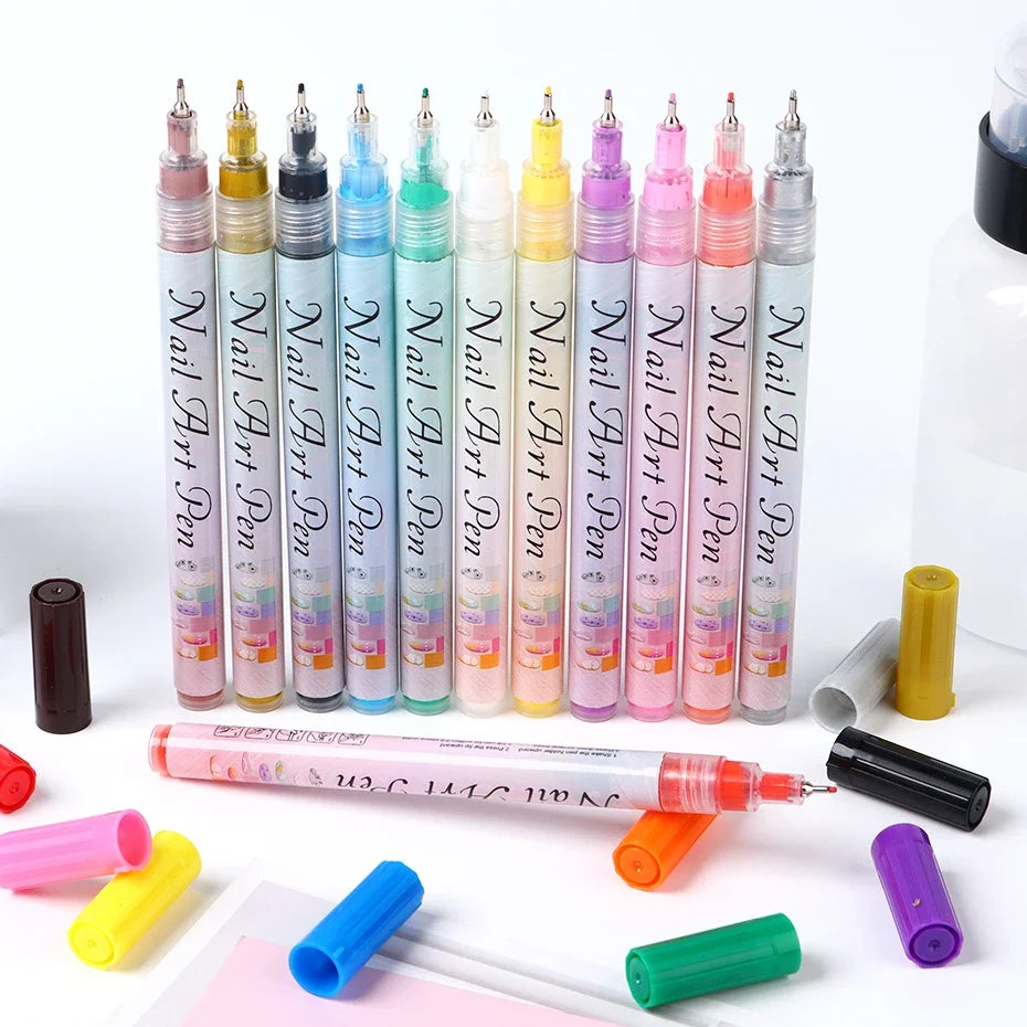 Nail Art Graffiti Pen Marker Drawing Abstract Lines Fine Detail Qme