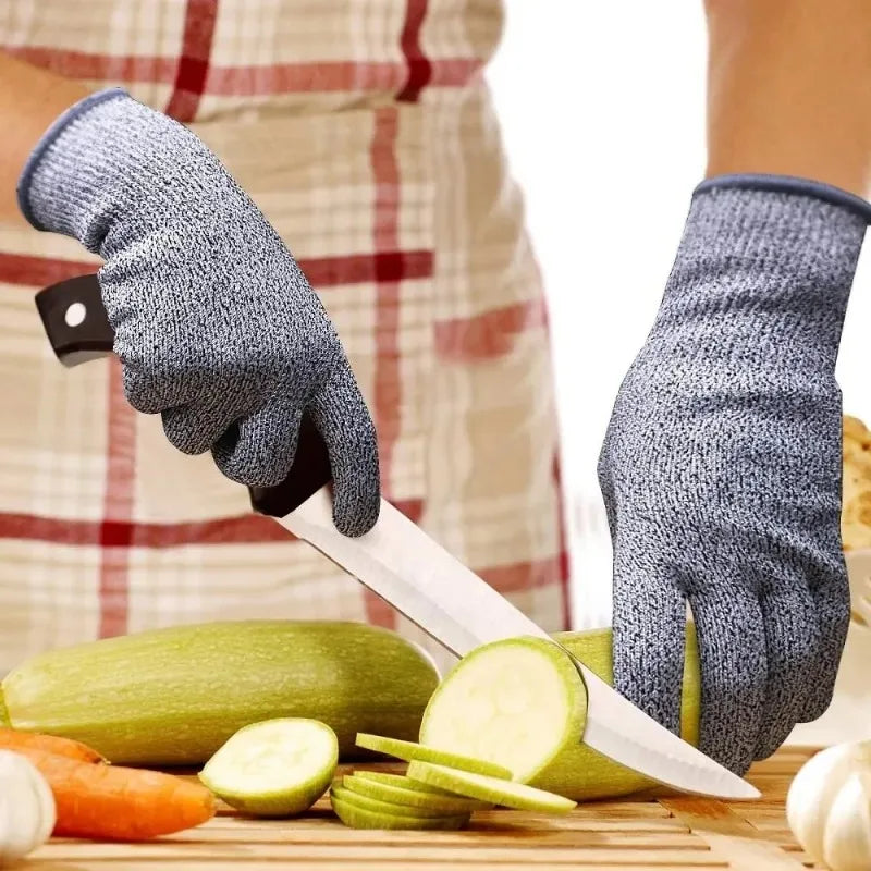 Grade 5 Cut Resistant Gloves Kitchen HPPE Scratch Glass Cutting Qme