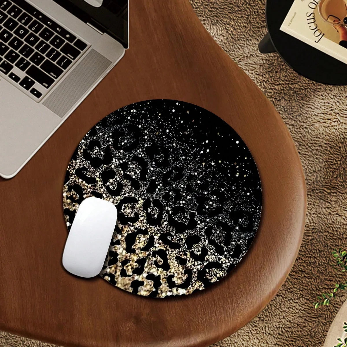1 Leopard Print Animal Cartoon Mouse Pad Circular Office Desk Anti Qme Coffee