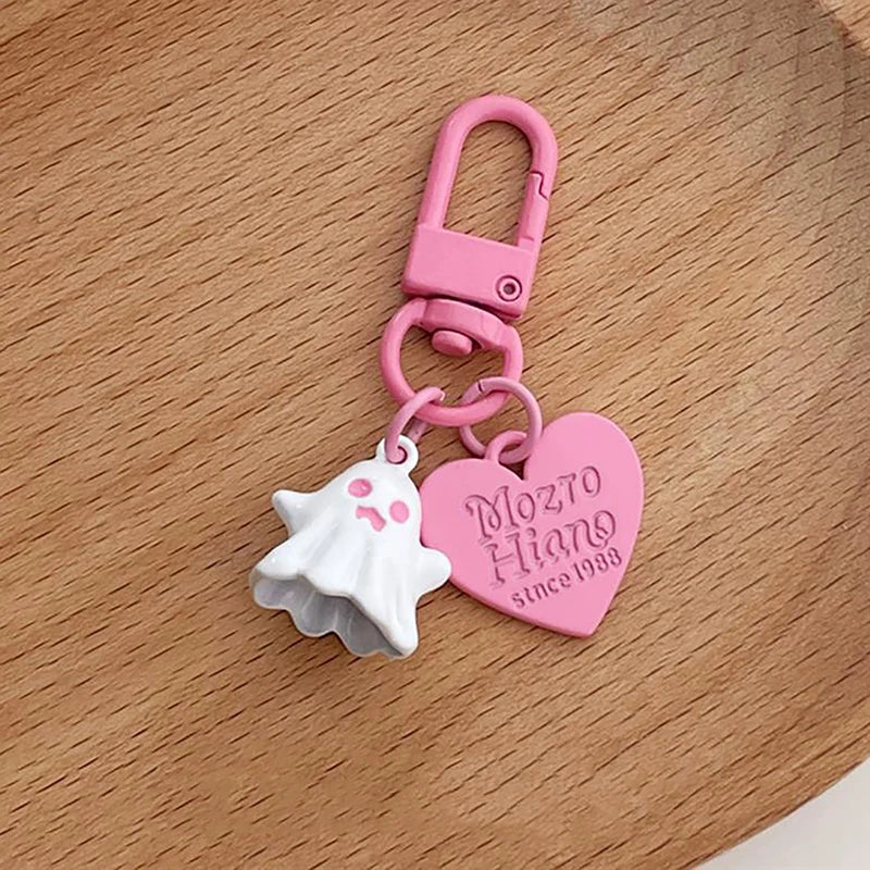 Cartoon Halloween Ghost Keychain Bag Keyring Pendant Mini Doll Girls Birthday Gift Toy Qme White