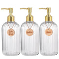 Set of 3 Refillable Shampoo and Conditioner Bottles, 16.9oz/500ml Elegant Guest Room Decoration Shampoo Dispenser with Gold Pump Qme set of three 500ml