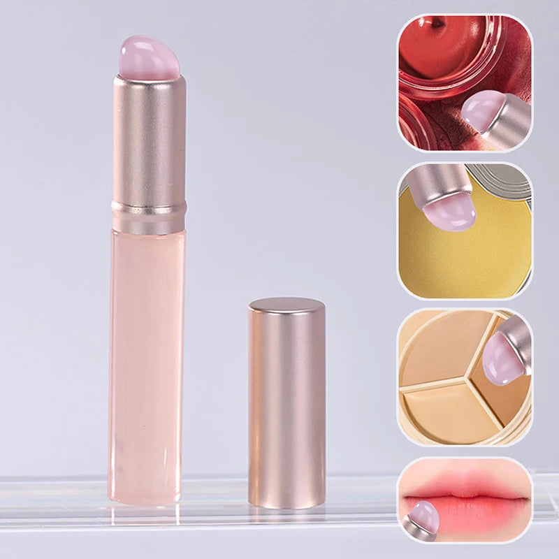 Soft Silicone Lip Brush Portable Angled Concealer Makeup Tool Round Qme Pink