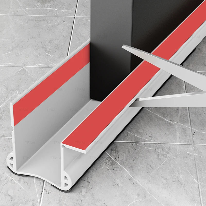 PVC Silent Door Seal Strip Flexible Door Bottom Gap Weather Strip Washable and Wear-resistant Sealing Strip with Under Brush Qme