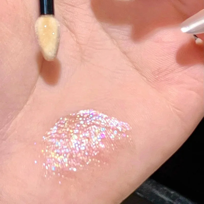 Glitter Liquid Eyeshadow Holographic Shimmer Ice Blue Pink Quick-drying Wet Look Tears Highlight Eye Makeup Non-flying powder Qme
