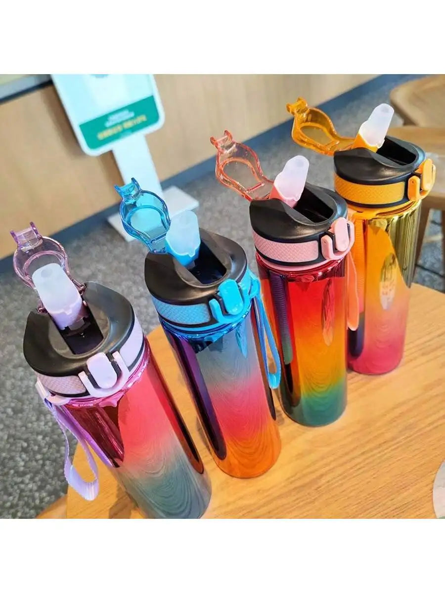Electroplated Gradient Water Bottle Portable Sports Hydration Flask Qme