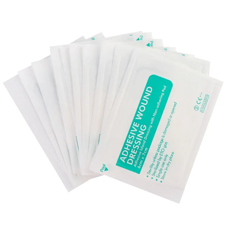 100Pcs Breathable Self-adhesive Wound Dressing Band Aid Bandage Large Wound First Aid Wound Hemostasis First Aid Kit 6x10cm Qme