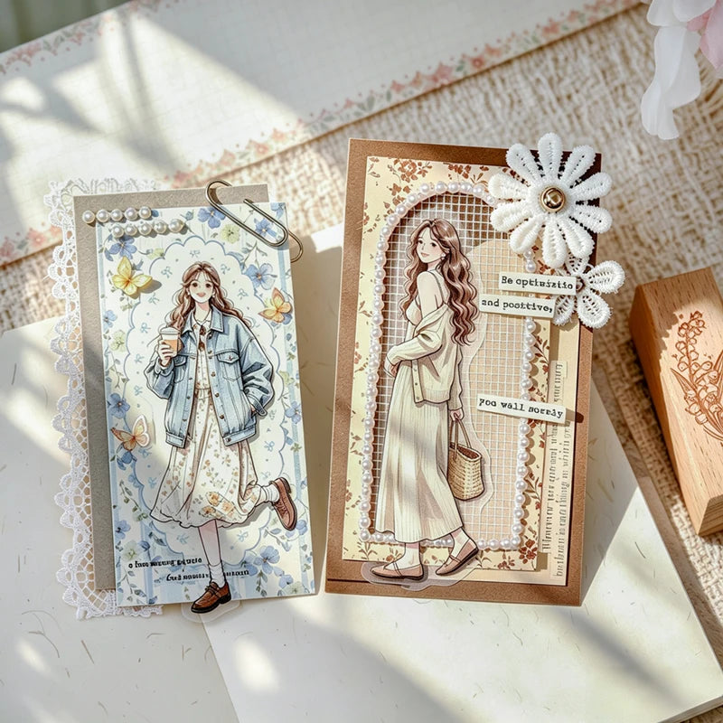 Pastoral Floral Long Sticky Notes,Tearable Afternoon Flower Field Memo Pads,Vintage Floral Background Paper for Journal Collage Qme