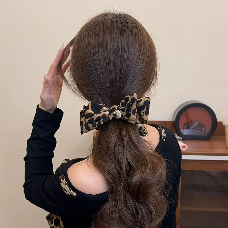 Leopard Bow Claw Clips for Women,Vintage Bowknot Hair Claw, Strong Grip Non-slip Bow Hair Accessories for Christmas,Daily,Party Qme