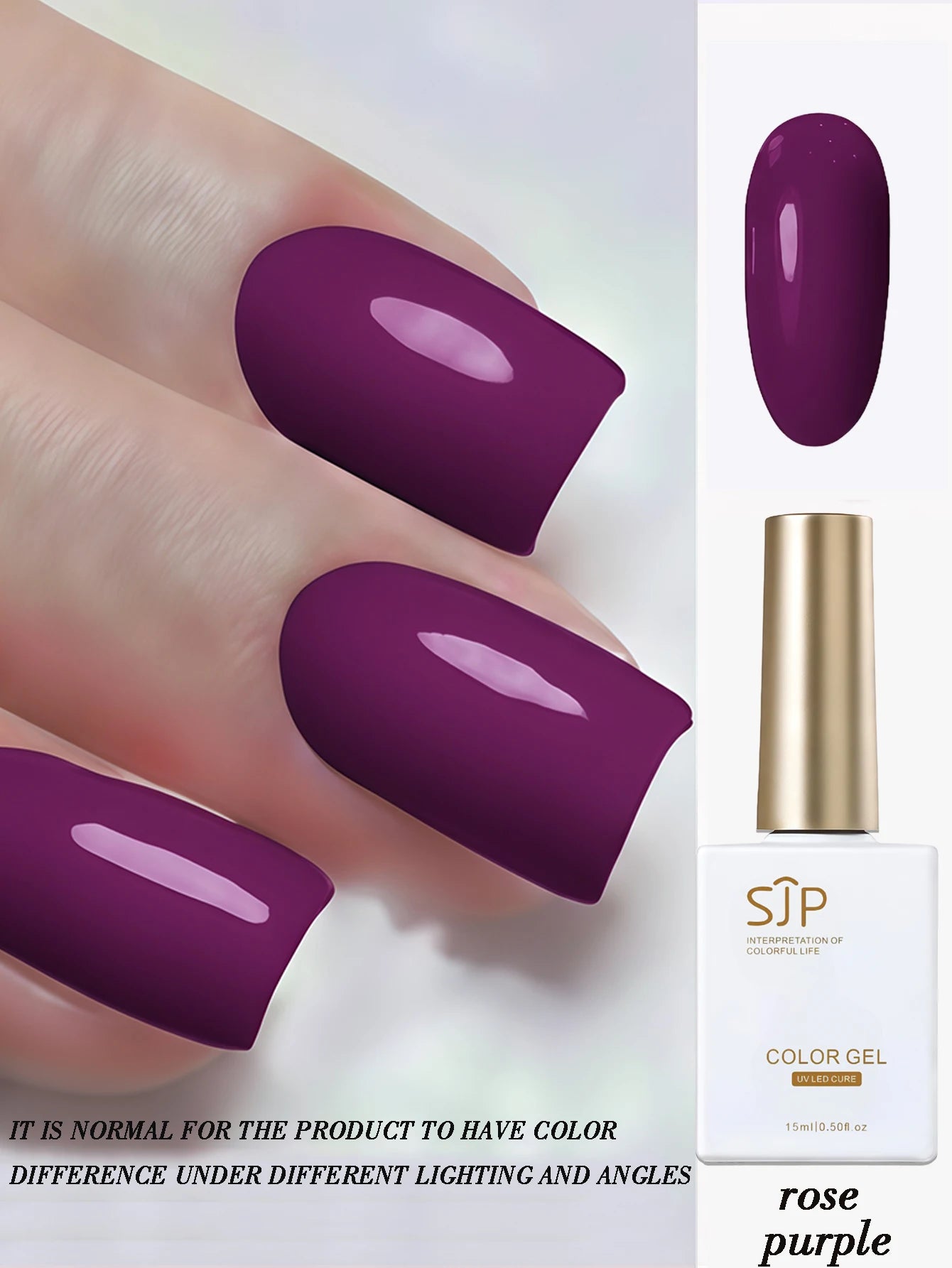 Gel Nail Polish Purple Pink Glitter Semi Permanent Soak Off UV LED Qme rose purple