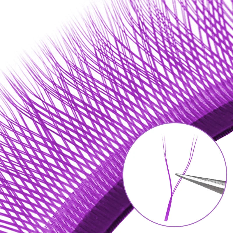 NATUHANA YY Shape Ombre Eyelashes Extension Two Tip Lashes C D Curl Qme Purple LU 0.07mm|9mm