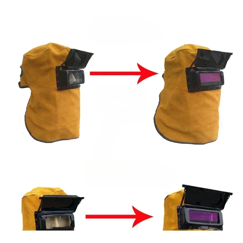 Welding Tool Accessories For Eye Nose Protection, Solar Auto Dimming Filter Lens, Leather Cover, Welding Helmet Mask Qme
