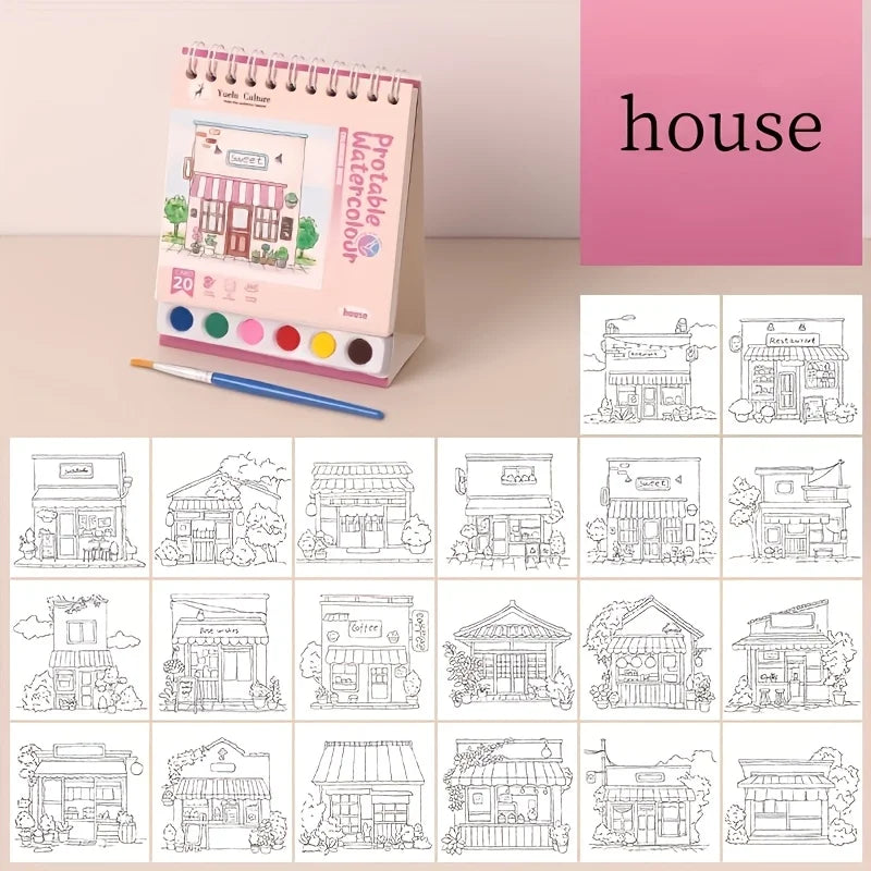 20 sheet watercolor sketchbook set, colorless leaves, suitable for creative drawing boards of students and professionals Qme house