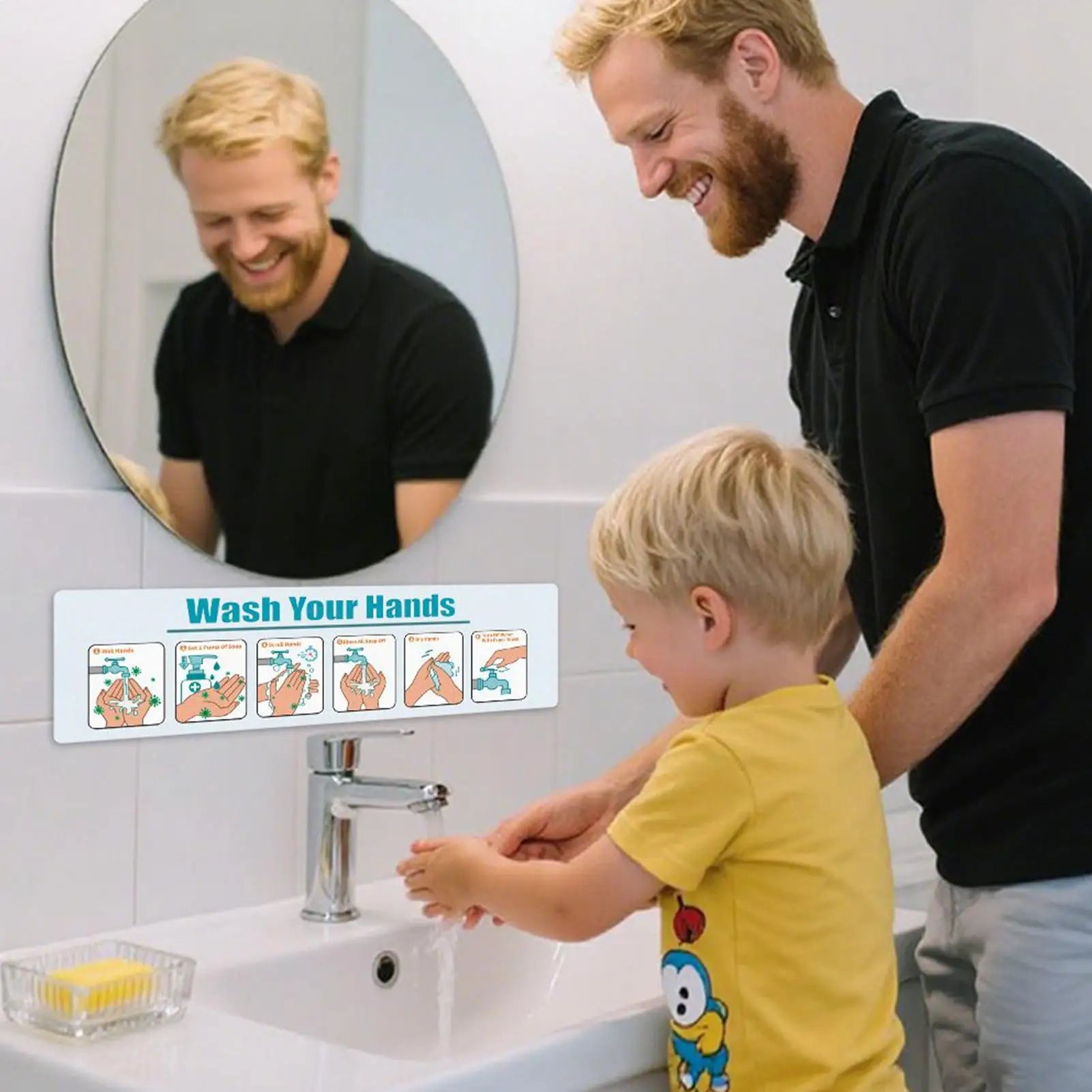 Hand Wash Instruction Sign Matte Finish Adhesive Handwashing Guide Qme China Mainland