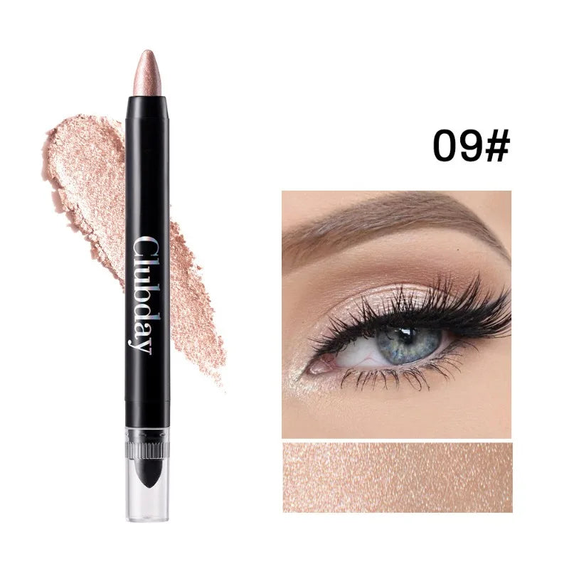 Double-sided Eyeshadow Stick Highlighter Brightening Pen with Pearlescent Glitter Matte Finish Shimmer Pigment Lasting EyeShadow Qme 09