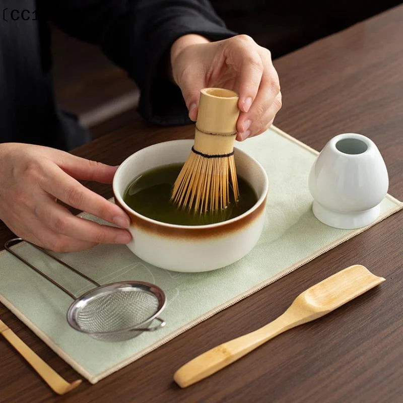 4 Matcha Bowl Spoon Tea Whisk Sieve Mesh Traditional Japanese Perfect Qme