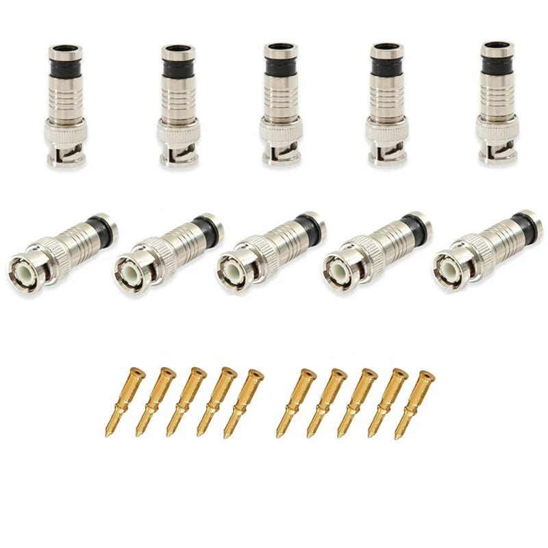 10PCS/lot security system BNC Connector Compression Connector Jack for Coaxial RG59 Cable CCTV Camera Accessories Qme