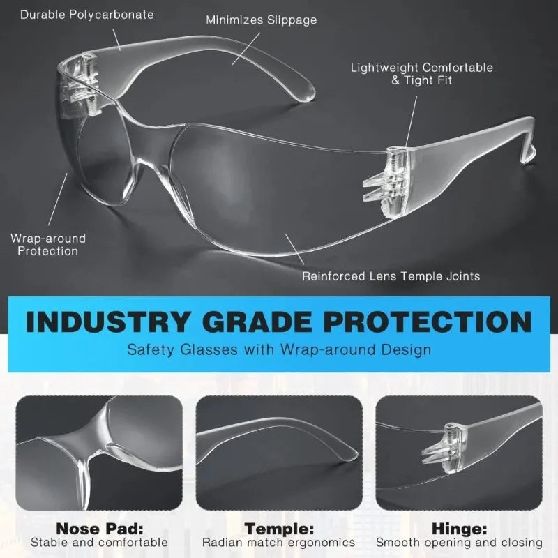 10PCS Safety Goggles Anti-Splash Anti-Dust Impact Resistant for Industrial Grinding Lab Riding Windproof Eye Protection Qme