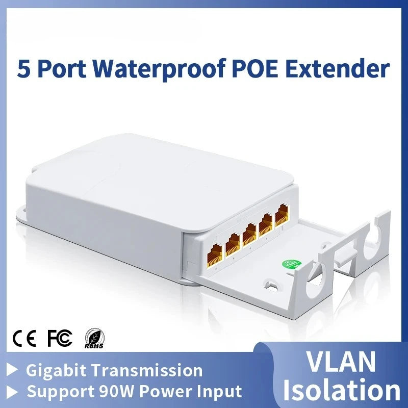 1PCS Standard POE Repeater 1 to 2/1 to 3 Ports 100/1000Mbps Network Extender Cascade Splitter Qme 1 to 4 1000Mbps