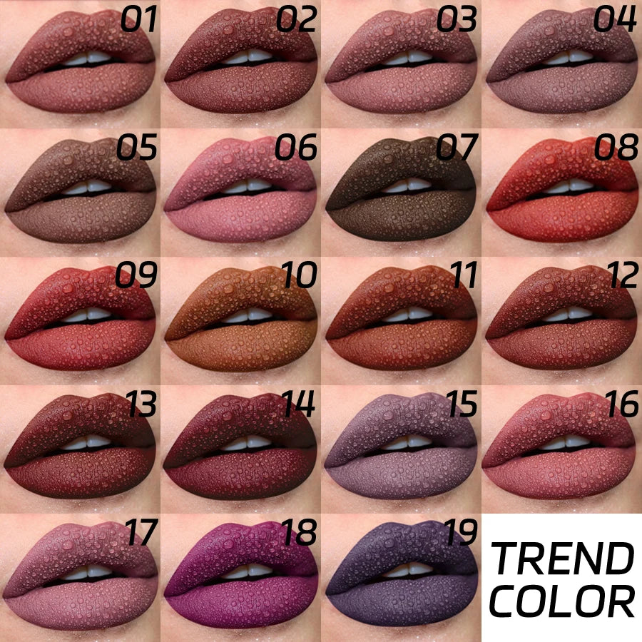 Dark Brown Matte Velvet Lip Gloss Waterproof Liquid Lipstick Nude Qme