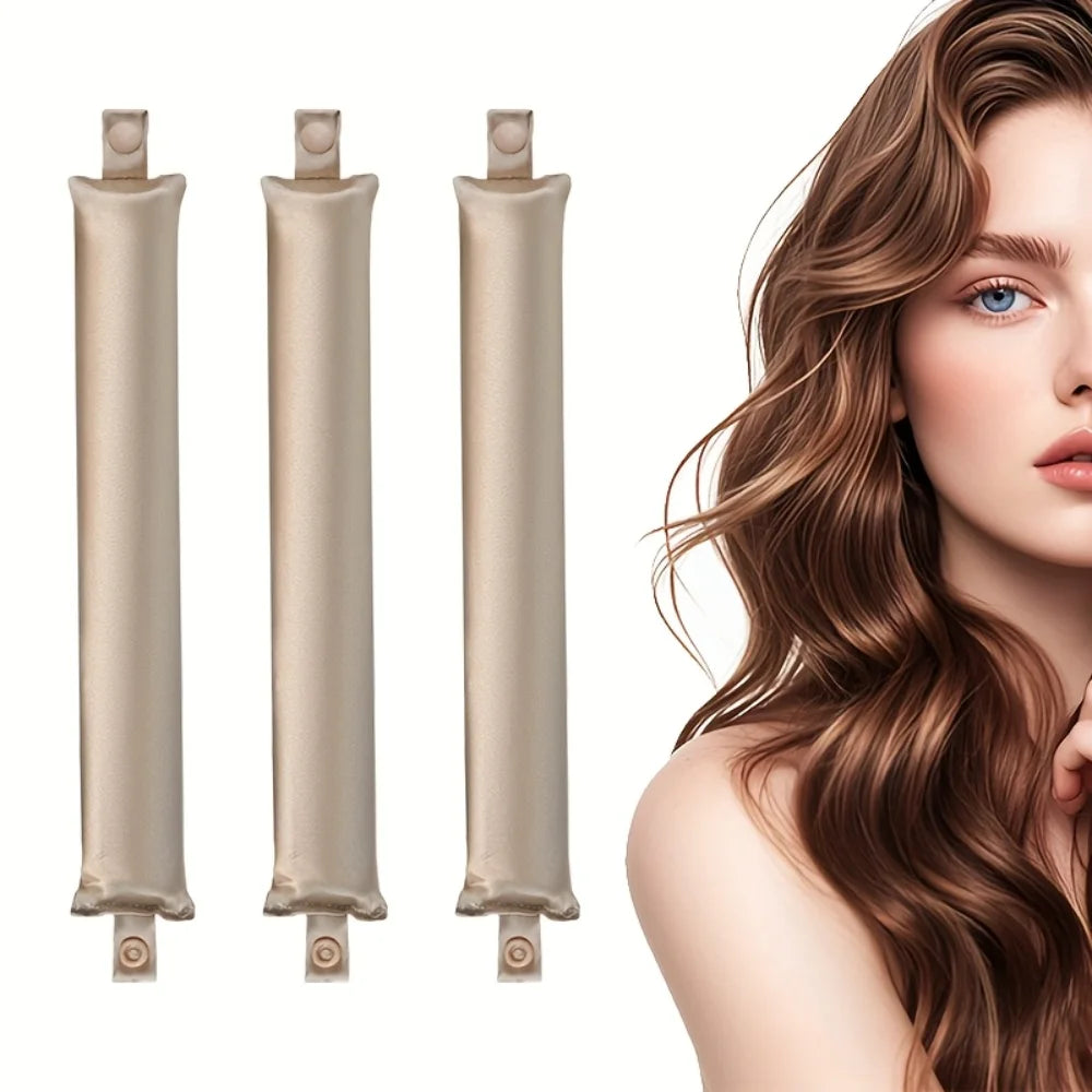 Heatless Curling Headband Overnight Curls Satin No Heat Hair Rollers Qme Khaki