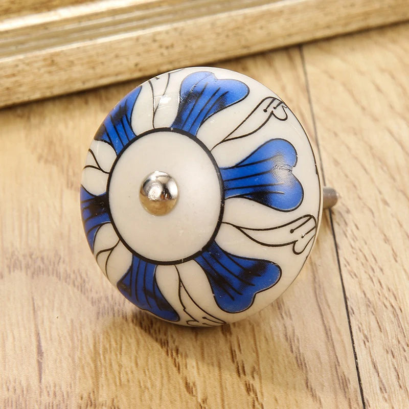 1PCS Multicolor Ceramic Knobs For Cupboard Cabinet Dresser And Furniture Antique Floral Drawer Handle Pull Door Knob Qme A8