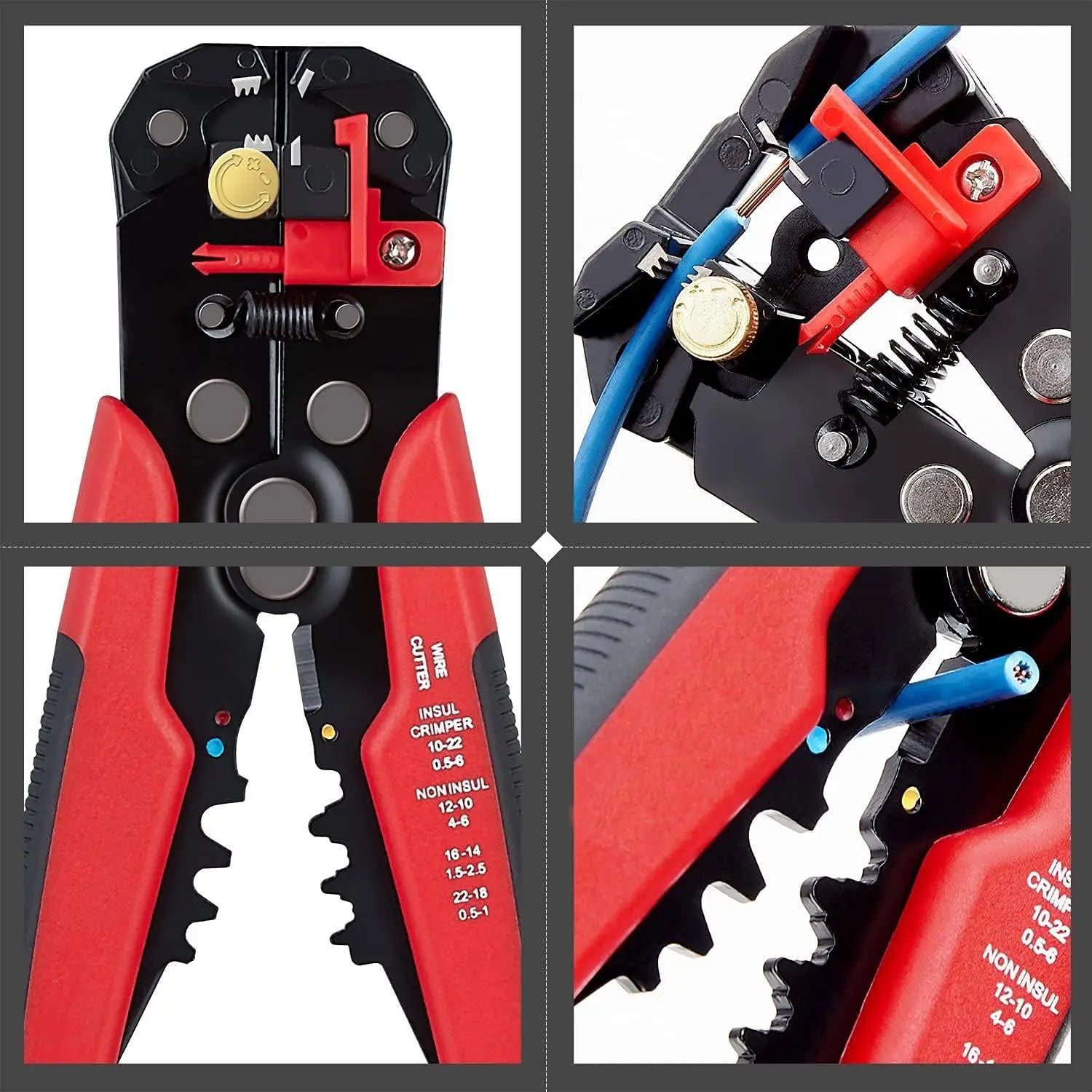 Multifunctional Cable Wire Stripper Cutter, Crimping Stripping Plier Tool, Self-adjusting 8" Automatic Wire Stripper Qme