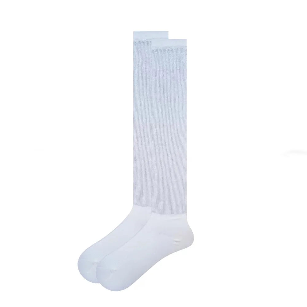 Soft Solid Color Long Stockings Mesh Thin Mid Stockings Summer Breathable Pile Up Stockings Autumn Winter Qme White One Size