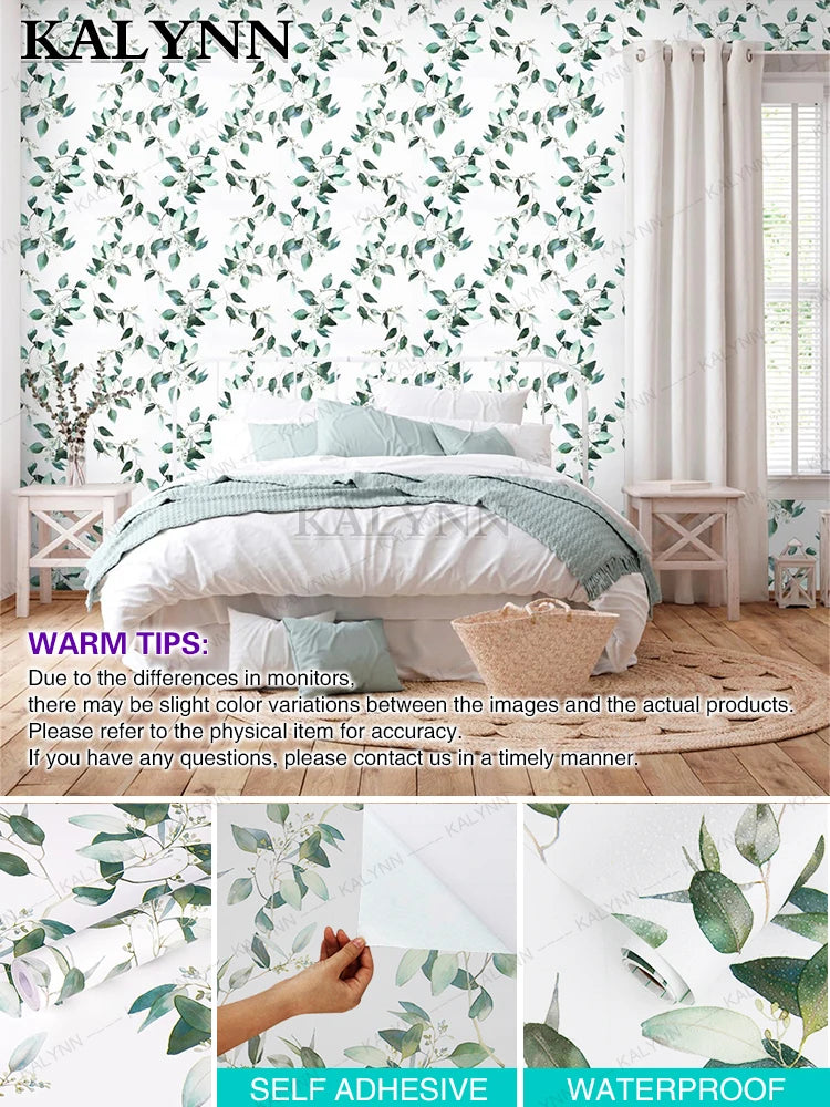 Vinyl Green Leaf Peel Stick Wallpaper Self Adhesive Contact Paper Qme A1 LSSY 3FTx17in(1mx45cm)
