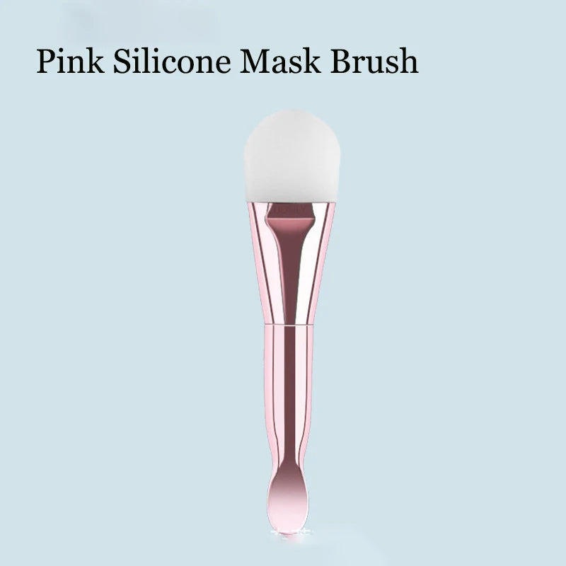 1PC Professional Double Ending Soft Bristle Silicone Wear-resistant Facial Flexible Mask Brush Skin Care Cleaning Beauty Tools Qme Pink Silicone