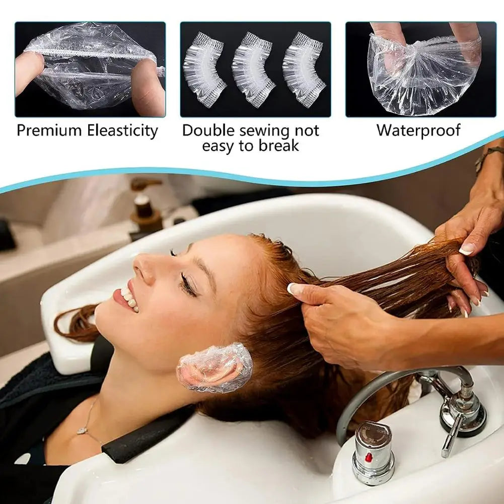 Hair Dyeing Ear Cover Disposable Waterproof Protector Salon Bath Qme