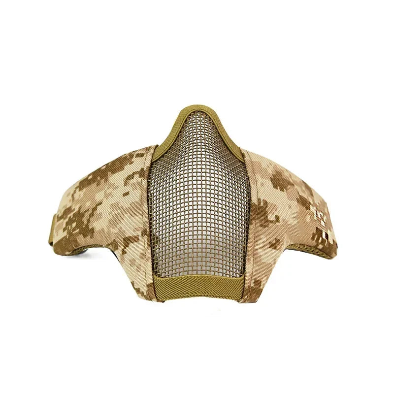 Tactical Lower Face Protective Mask for Hunting, Paintball, CS, Adjustable Military Tactical Protective Mesh Half Face Mask Qme 18