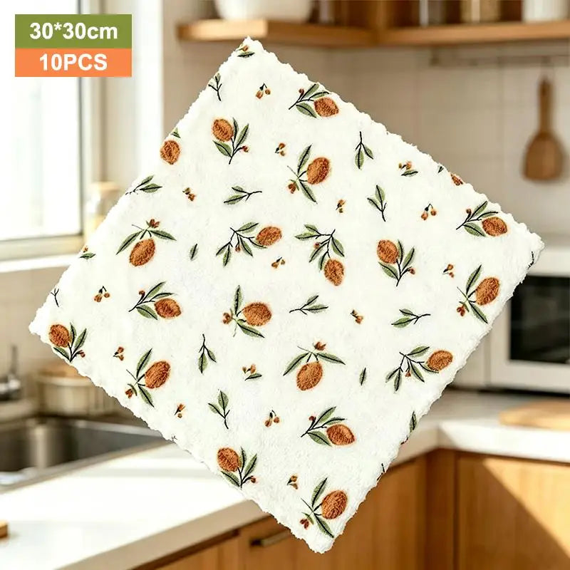 10pcs Microfiber Dish Cloths Multi Purpose Dishwashing Towels For Tableware Double Sided Cleaning Rags Tool Kitchen Accessories Qme A12