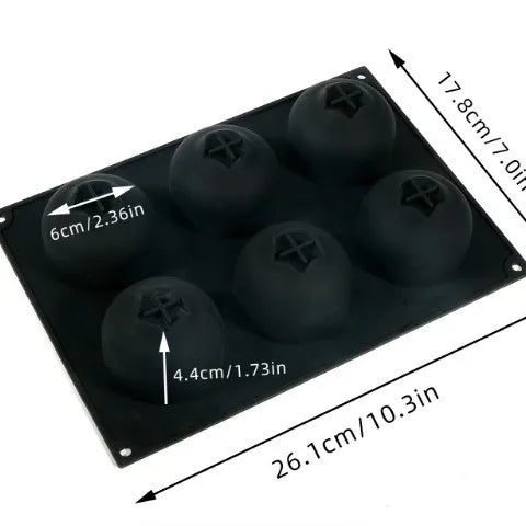 6 Cavity Blueberry Mousse Cake Baking Mold Fruit Shaped Dessert Qme Black